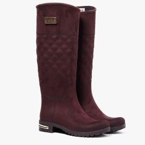 ULAN Rainy Steps Jessie Wine Suede Touch Rain Boots-9